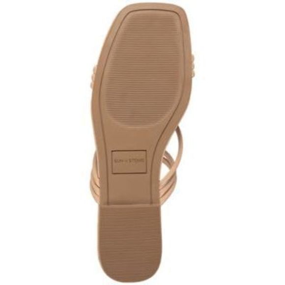 SUN STONE Womens Quinley Slip On Square Toe Strappy Sandals Tan 7 Medium (B,M) - Picture 4 of 4